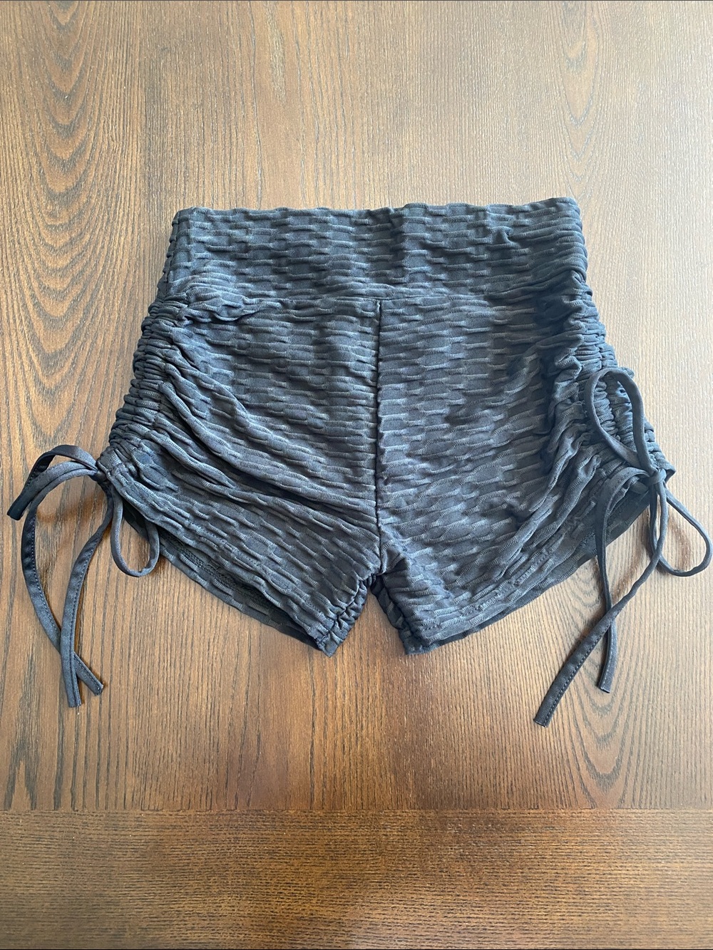 Forever 21 Black High-Rise Scrunch Athletic Shorts, Ruched Side-Tie
